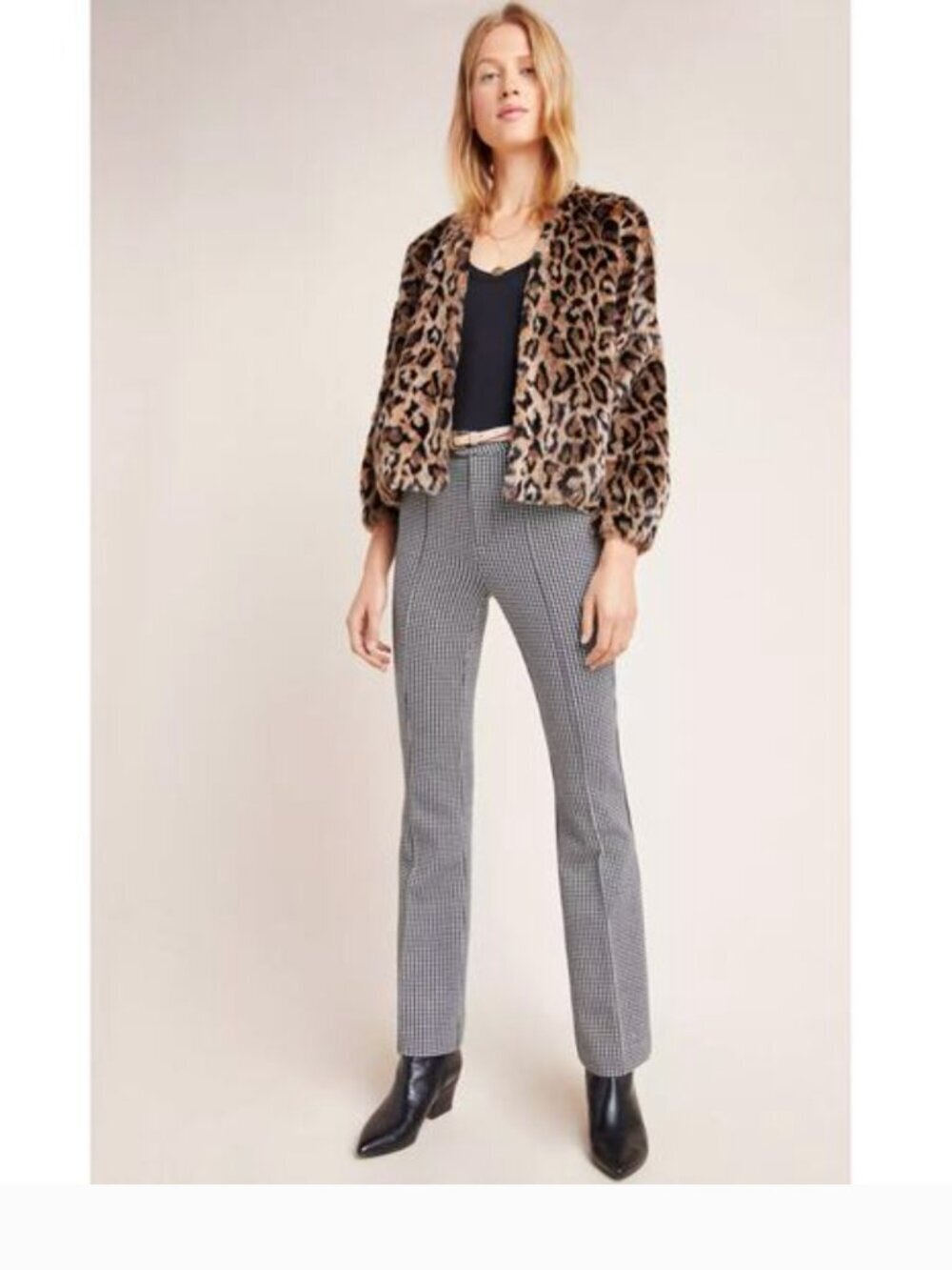 Anthropologie Essential Houndstooth Bootcut Trousers